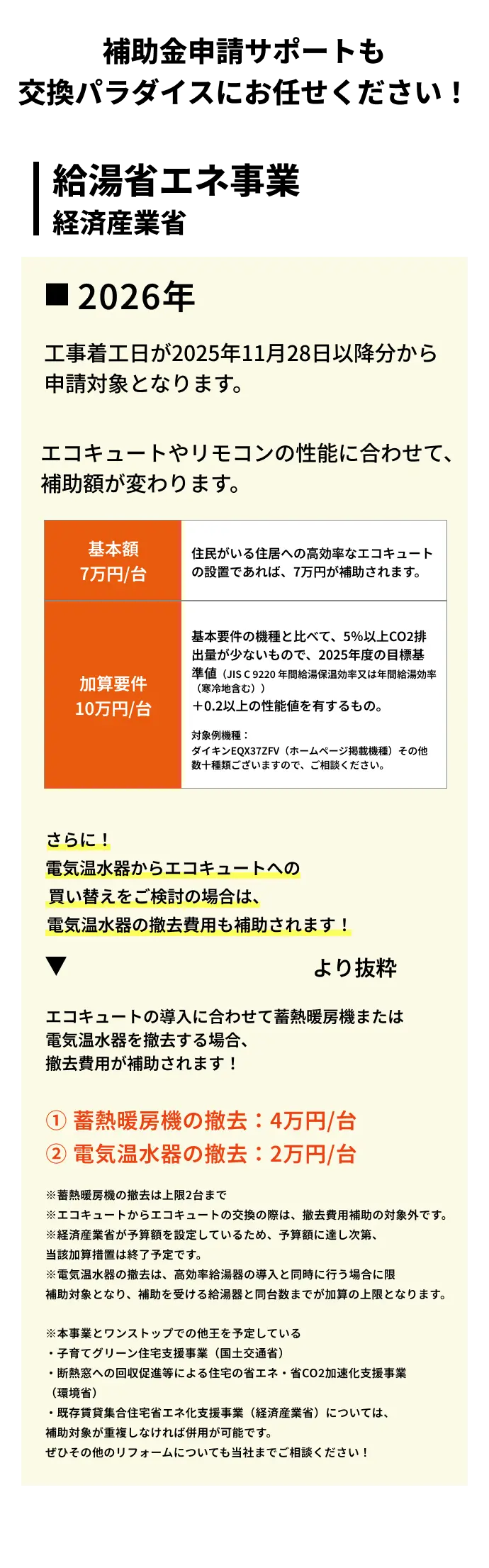 補助金申請も交換パラダイスにお任せください！