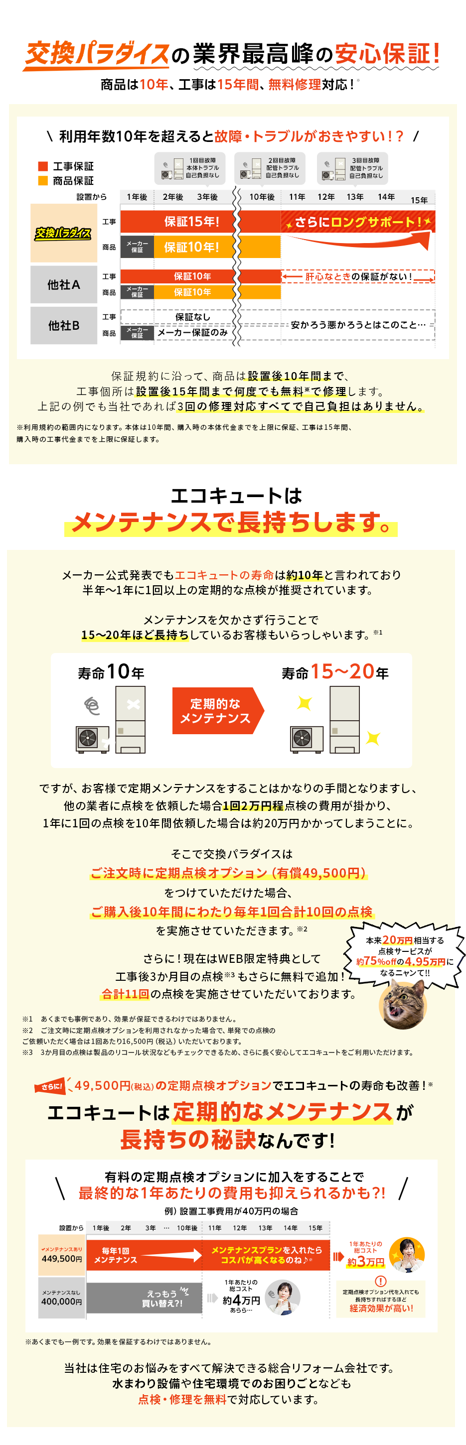 エコキュートはメンテナンスで長持ちします。