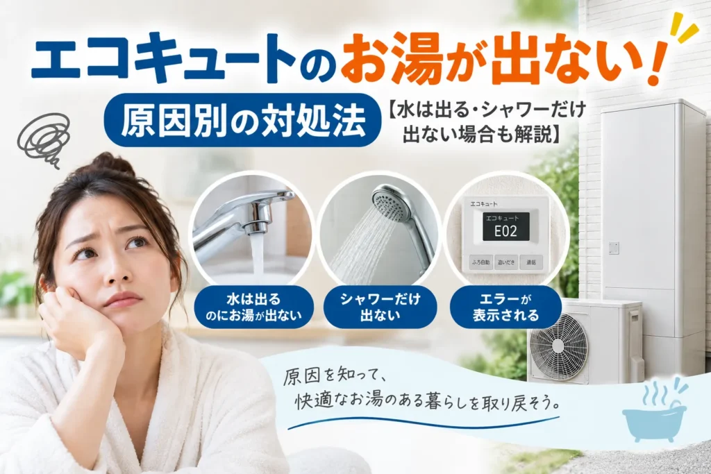 エコキュートのお湯が出ない！原因別の対処法【水は出る・シャワーだけ出ない場合も解説】