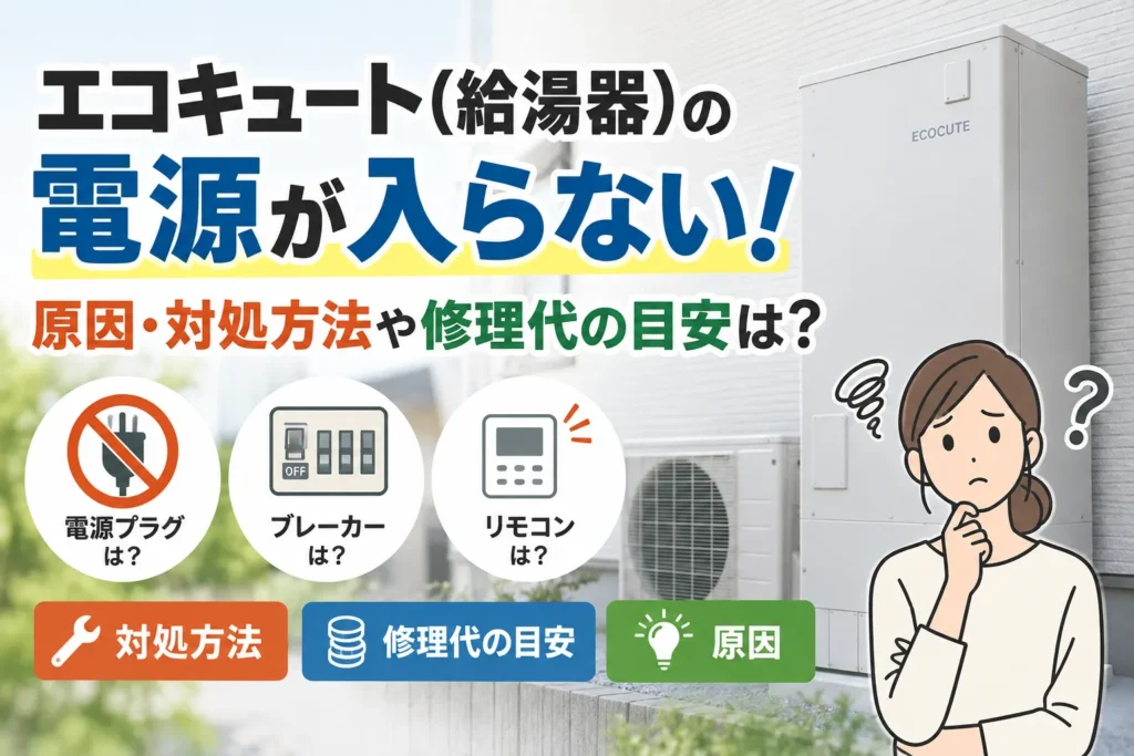 エコキュート（給湯器）の電源が入らない！原因・対処方法や修理代の目安は？