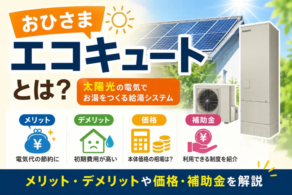 おひさまエコキュートとは？メリット・デメリットや価格・補助金を解説