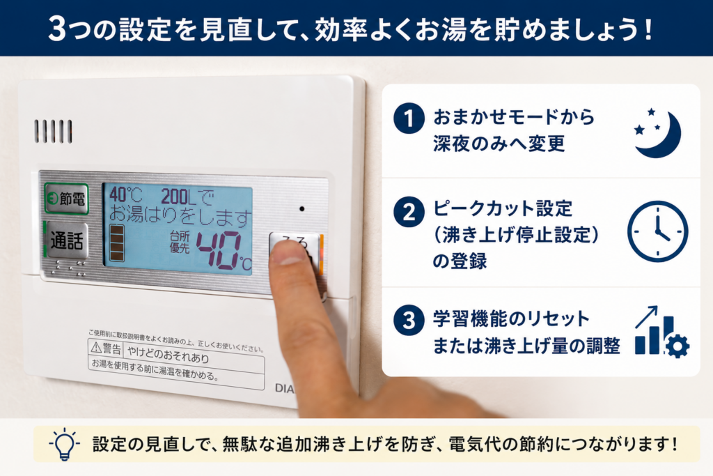 効率よくお湯を貯める！無駄な追加沸き上げを防ぐ設定方法 
