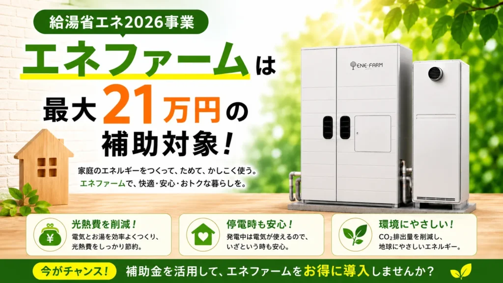 エネファーム導入時に使える補助金は最大21万円！給湯省エネ事業と自治体制度を徹底解説