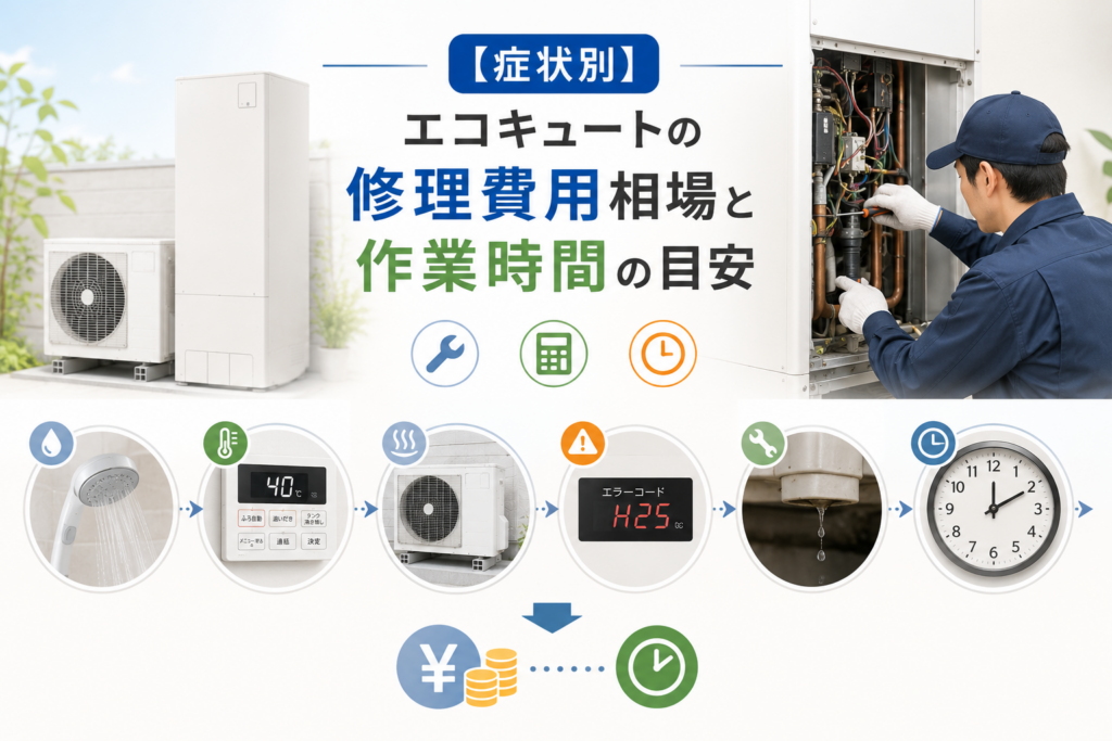 【症状別】エコキュートの修理費用相場と作業時間の目安