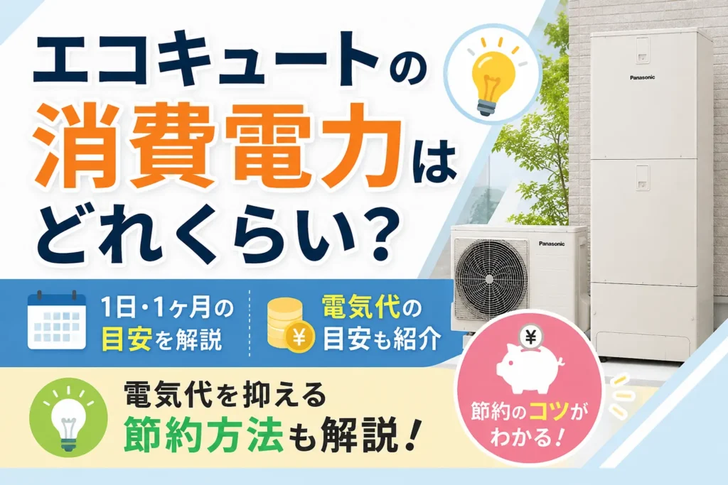 エコキュートの消費電力はどれくらい？1日・1ヶ月の目安や電気代・節約方法を解説