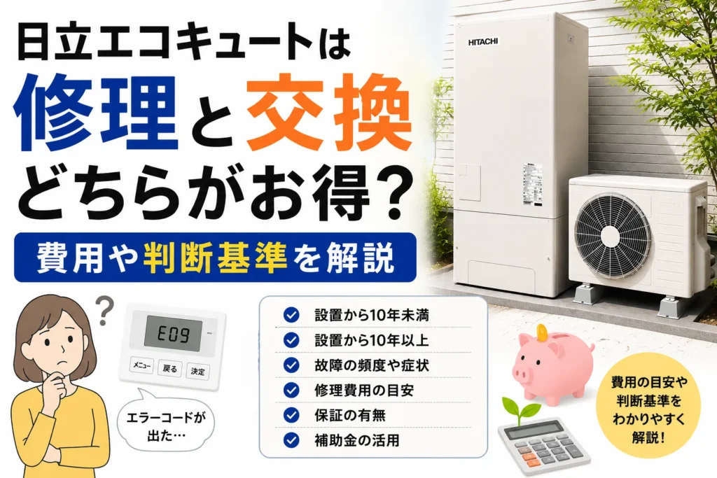 日立製エコキュートは修理と交換どちらがお得？費用や判断基準を解説
