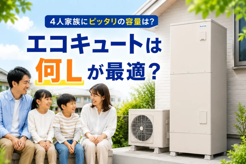 エコキュートは4人家族に何Lが最適？容量の目安とおすすめ機種・選び方を解説