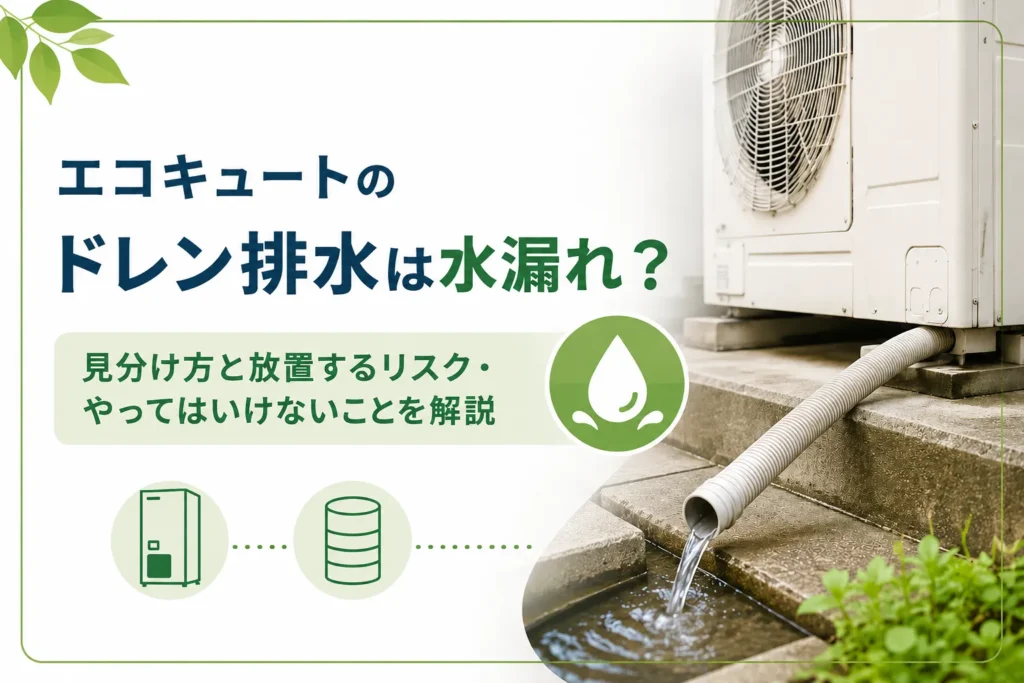 エコキュートのドレン排水は水漏れ？見分け方と放置するリスク・やってはいけないことを解説