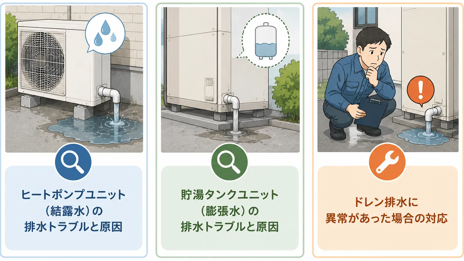 エコキュートのドレン排水によくあるトラブルと対処法