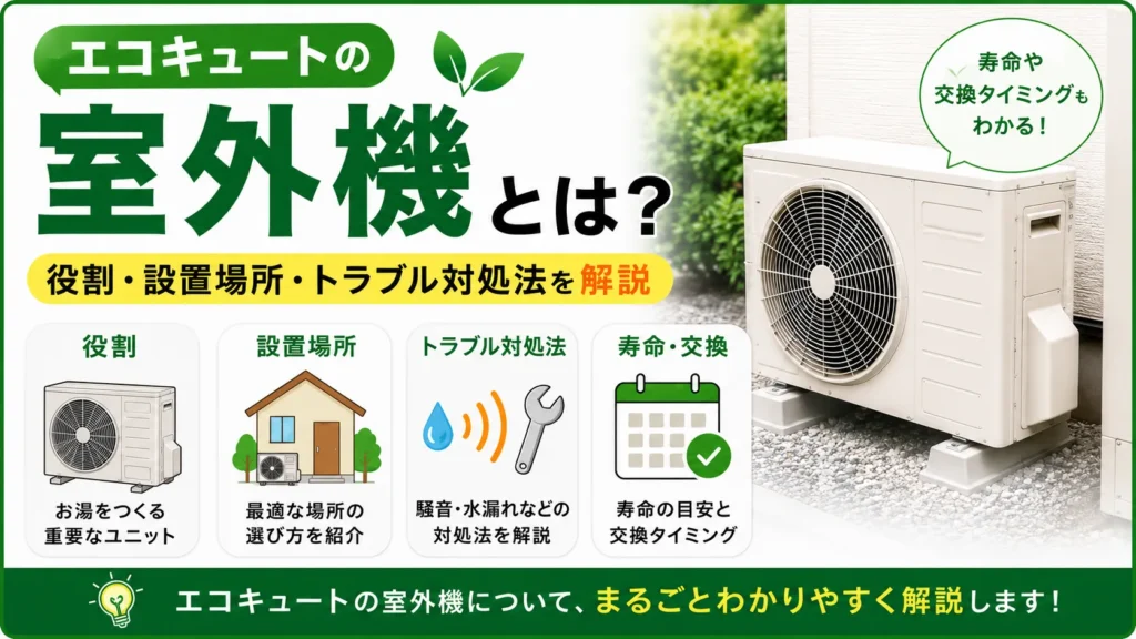 エコキュートの室外機とは？役割・設置場所・トラブル対処法を解説