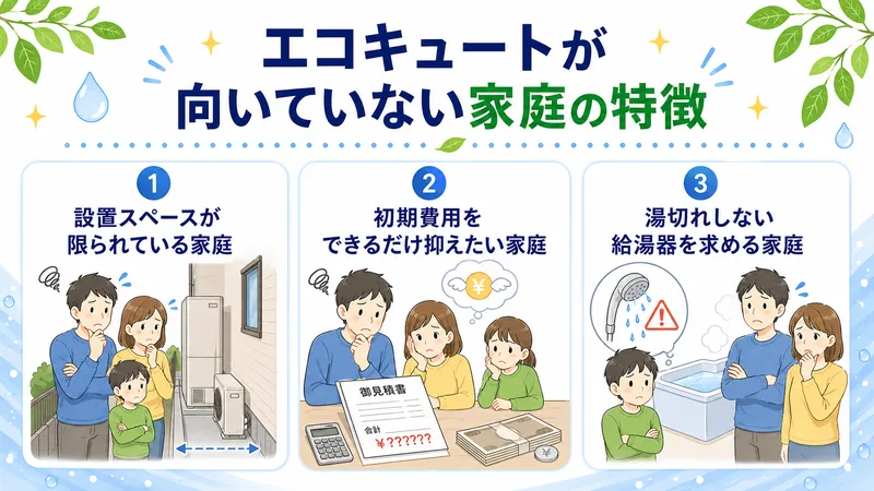 エコキュートが向いていない家庭の特徴
