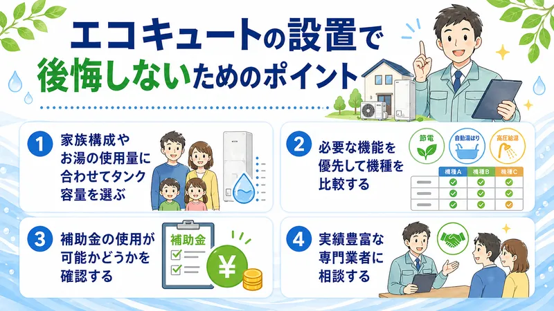エコキュートの設置で後悔しないためのポイント