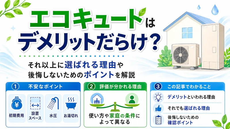 エコキュートはデメリットだらけ？それ以上に選ばれる理由や後悔しないためのポイントを解説