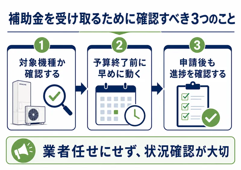 エコキュート補助金を確実に受け取るためのポイント