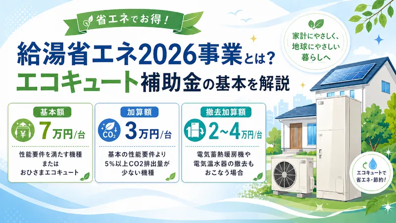 給湯省エネ2026事業とは？エコキュート補助金の基本を解説