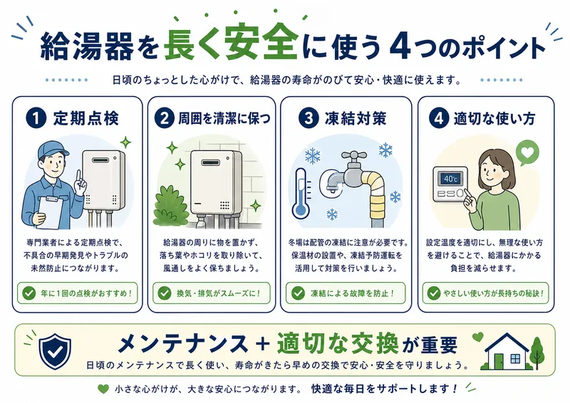 給湯器はメンテナンスしつつ寿命がきたら交換がおすすめ
