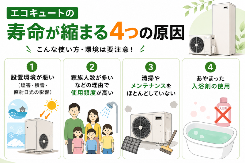 エコキュートの寿命が縮まる4つの原因