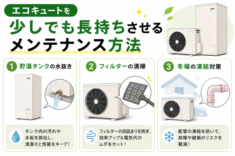 エコキュートを少しでも長持ちさせるメンテナンス方法