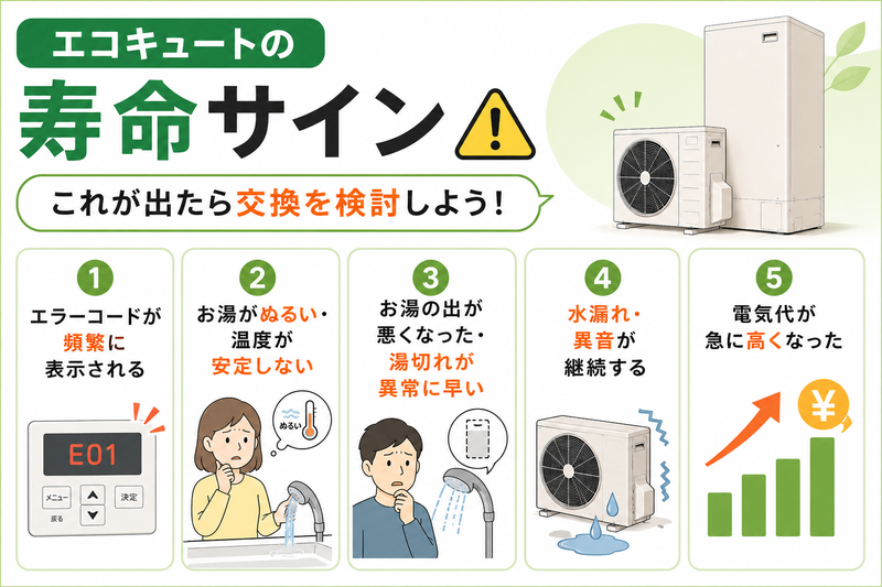 エコキュートの寿命サイン｜これが出たら交換を検討しよう