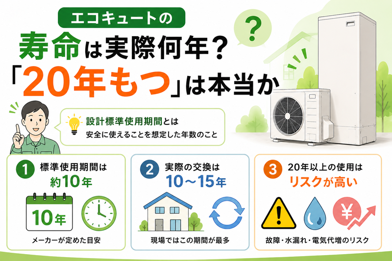 エコキュートの寿命は実際何年？「20年もつ」は本当か