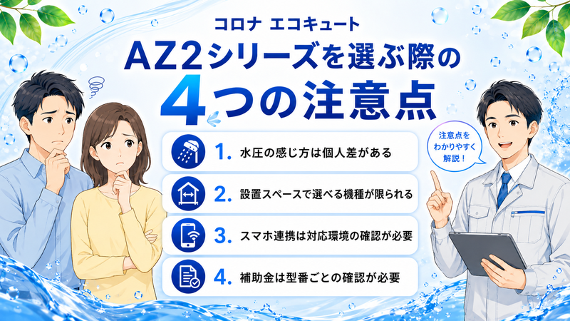 コロナエコキュートAZ2シリーズを選ぶ際の4つの注意点