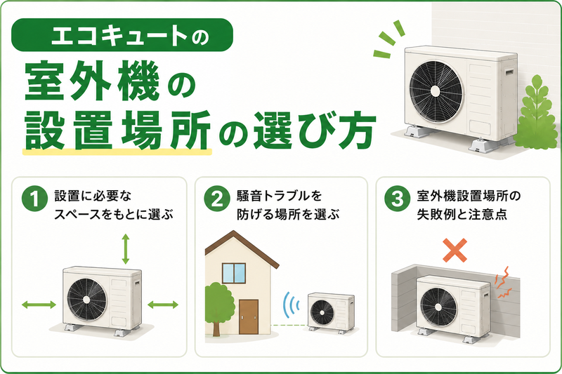 エコキュートの室外機の設置場所の選び方