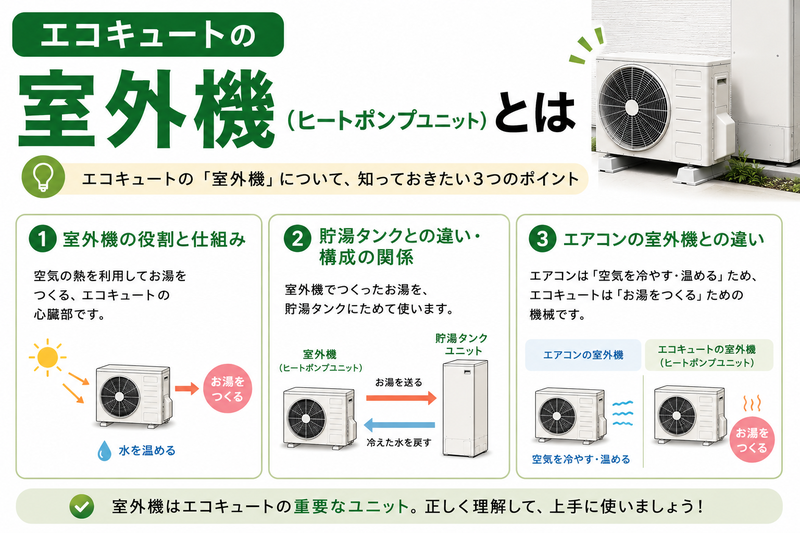 エコキュートの室外機(ヒートポンプユニット)とは