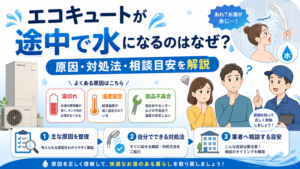 エコキュートが途中で水になるのはなぜ？原因や対処法、業者への相談目安を解説